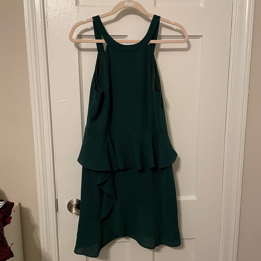 Lulus Make You Pine Forest Green Ruffled Mini Dress